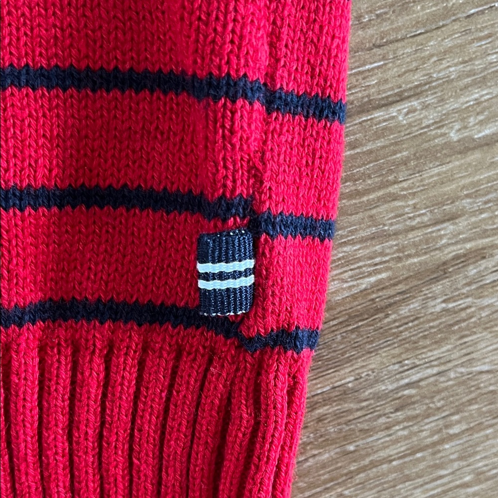 Nautica Red and Navy Striped Sweater with Checkered Shirt - Picture 3 of 7